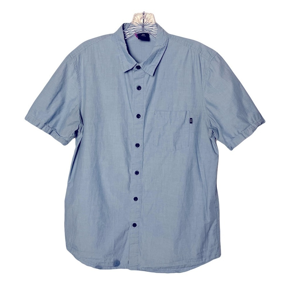 Oakley | Blue Regular Fit Button Down Short Sleeve Shirt, Men’s Medium
